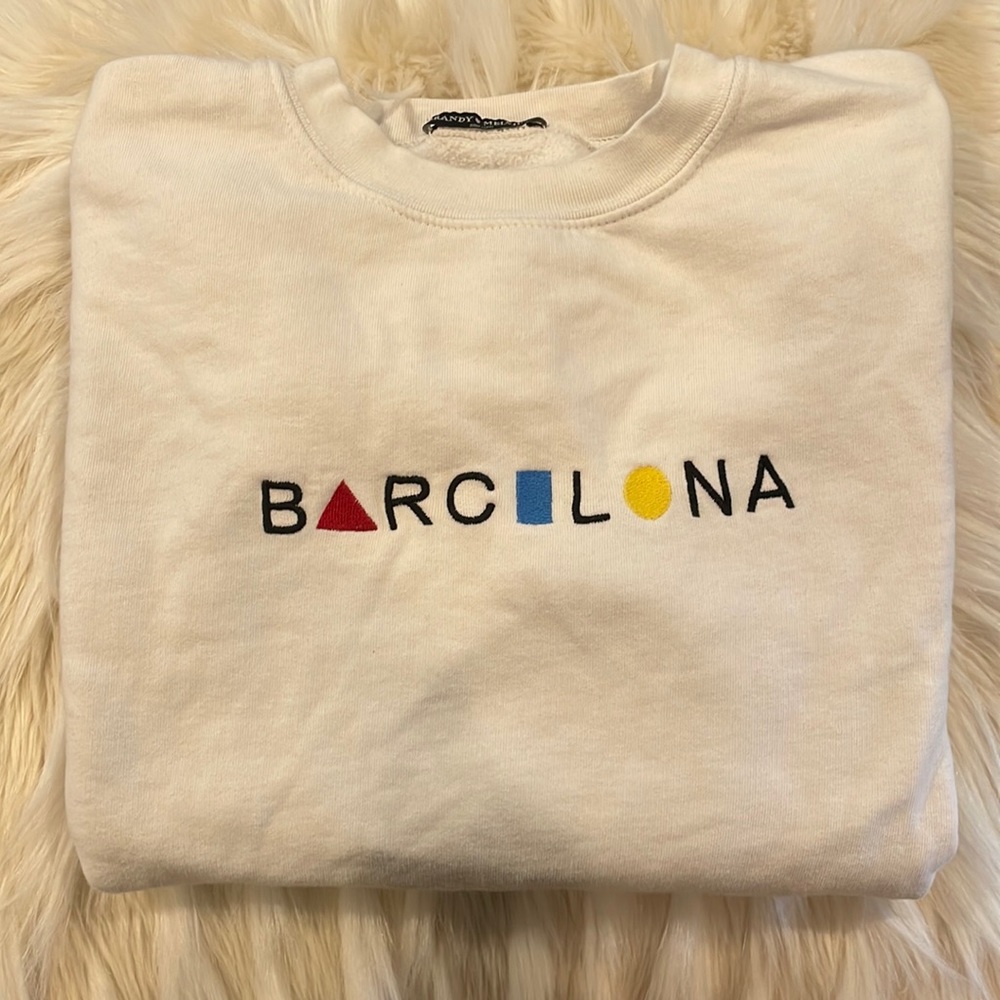 brandy melville - cropped white barcelona crewneck